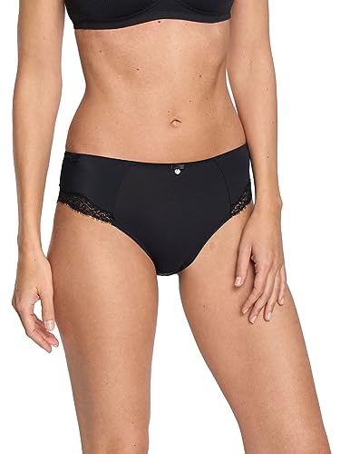 SUSA Slip Damen Capri I Unterwäsche für Frauen mit Bikini Schnittform I Mikrofaser Damen Unterwäsche, elastisch und bequem sitzend I Spitzen Slips I schwarz I GR 42 von Susa