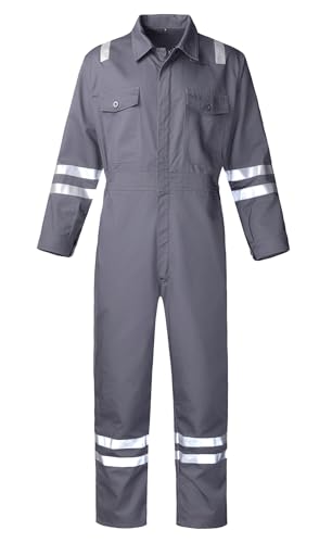 SUSHIMIAN Arbeitsanzug Arbeitsoverall für Herren Damen Reflektierende Overall Arbeitskleidung Rallyekombi Arbeits-Overalls mit Vielen Taschen, Grau, M von SUSHIMIAN