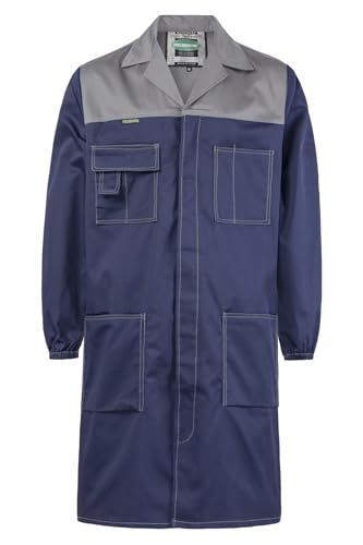 SUSHIMIAN Arbeitskittel Herren Lang Berufskittel Arbeitsmantel Werkstatt Arbeitsjacke Laborkittel Arbeitskleidung Berufsmantell, Grau+Marine, L von SUSHIMIAN