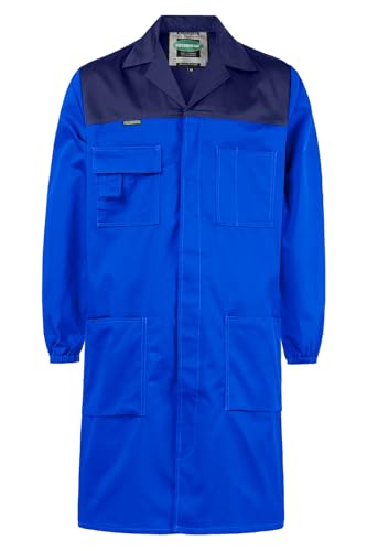 SUSHIMIAN Arbeitskittel Herren Lang Berufskittel Arbeitsmantel Werkstatt Arbeitsjacke Laborkittel Arbeitskleidung Berufsmantell, Marine+Königsblau, M von SUSHIMIAN