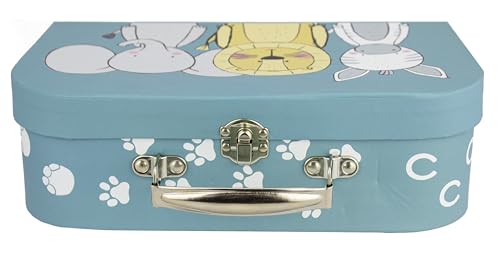 SUSTANIA Kinderkoffer Zootiere Motiv, Handgepäck für Kinder, Aufbewahrungskoffer aus Stabiler Pappe, laminiert, Metallgriff, Metallverschluss, 27x21x8 cm, leicht, hellblau, Reiseaccessoire SUSTANIA Kinderkoffer Zootiere Motiv, Handgepäck für Kinder, Aufbewahrungskoffer aus Stabiler Pappe, laminiert, Metallgriff, Metallverschluss, 27x21x8 cm, leicht, hellblau, Reiseaccessoire von SUSTANIA