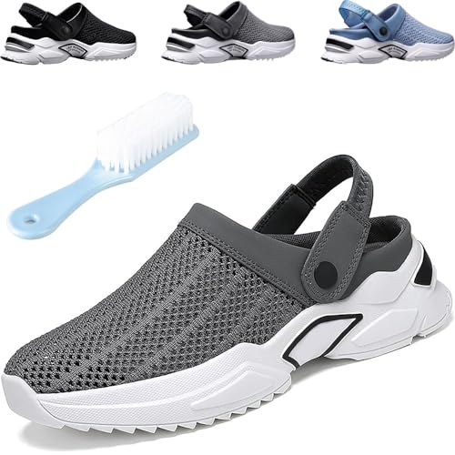 Orthopädische ausgehöhlte Sommersandalen für Herren, orthopädische Schuhe von Jerrycherries, 2024 neue Sommersandalen, Mesh-Schuhe, Sandalen für Herren, Slip-on-Walking-Hausschuhe (Grau,39 EU) von SUSUMZ