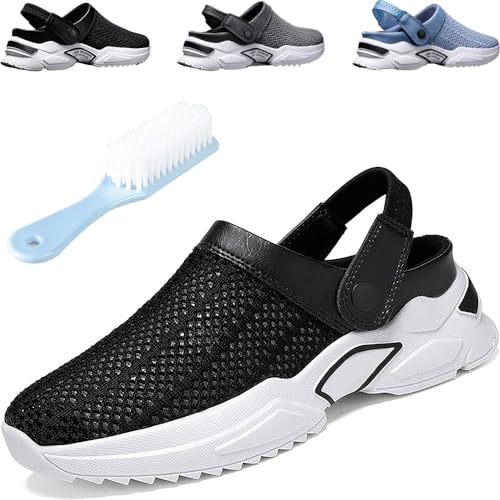 Orthopädische ausgehöhlte Sommersandalen für Herren, orthopädische Schuhe von Jerrycherries, 2024 neue Sommersandalen, Mesh-Schuhe, Sandalen für Herren, Slip-on-Walking-Hausschuhe (Schwarz,39 EU) von SUSUMZ