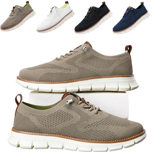 SUSUMZ Wearbreeze-Schuhe für Herren, Bootsschuhe zum Hineinschlüpfen mit Fußgewölbeunterstützung, Business-Oxfords für Freizeitkleidung, Bequeme Mesh-Wanderschuhe, leichte weiche Sohle (48,Grau) von SUSUMZ