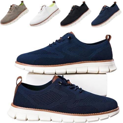 SUSUMZ Wearbreeze-Schuhe für Herren, Bootsschuhe zum Hineinschlüpfen mit Fußgewölbeunterstützung, Business-Oxfords für Freizeitkleidung, Bequeme Mesh-Wanderschuhe, leichte weiche Sohle (45,Blau) von SUSUMZ