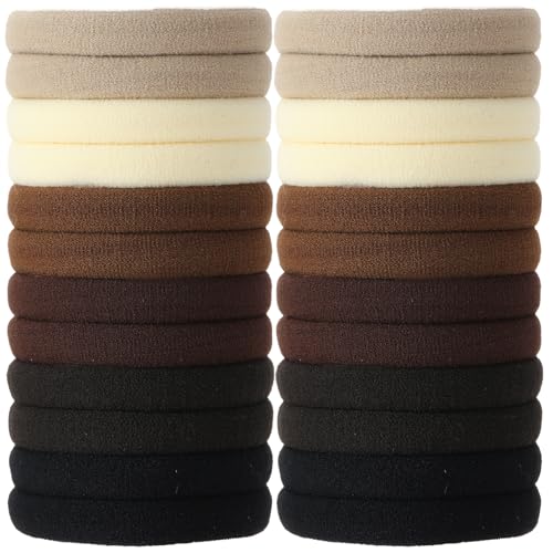 SUTHIA Braune Nylon-Haargummis für Damen und Mädchen – 120 Stück, nahtlos, elastische Haarbänder, weiche Pferdeschwanz-Halter, keine Beschädigung, Haargummis für dickes, mittelgroßes, lockiges Haar von SUTHIA