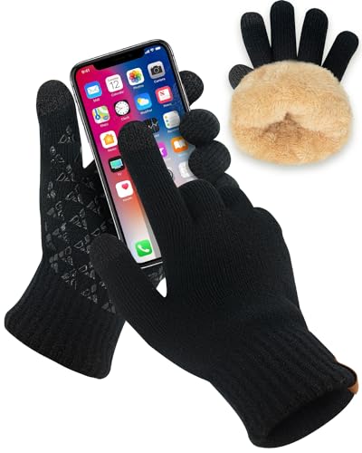 SUTIYO Winter Handschuhe Damen Thermohandschuhe Herren Touchscreen Verdickte Winterhandschuhe mit Warme Fleece Innenfutter Fahrrad Fahren Skifahren (Schwarz) von SUTIYO