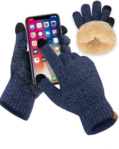SUTIYO Winter Handschuhe Damen Thermohandschuhe Herren Touchscreen Verdickte Winterhandschuhe mit Warme Fleece Innenfutter Fahrrad Fahren Skifahren (Blau) von SUTIYO