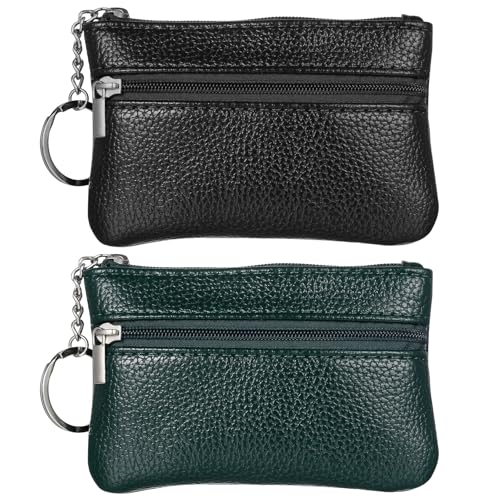 2 Stück Schlüsseletui Schlüsseltasche Leder PU, Schlüsselmäppchen Leder Ddamen, Schlüsseltasche Autoschlüssel Tasche, Schlüsselanhänger Tasche, Mini Geldbörse mit Reißverschluss(11,5x7,5x1 cm) von SUUEIOKL
