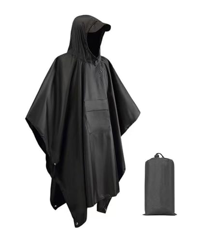 Regenponcho Herren Damen, Regenjacke mit Kapuze 3 in 1, Regen Poncho Wasserdicht Wiederverwendbar, Multifunktionaler Regencape Wasserdichter Erwachsene für Camping, Wandern, Jagd, Angeln, Picknick von SUVEK