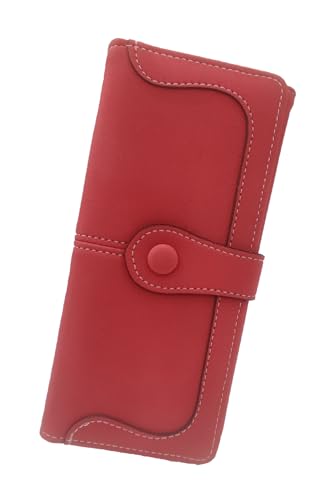 SUVERCH Faltbare kleine Geldbörse aus PU-Leder, RFID-blockierend, schmal, dünn, kompakt, Kreditkarte, Damengeldbörse mit Ausweisfenster, Lang-rot SUVERCH Faltbare kleine Geldbörse aus PU-Leder, RFID-blockierend, schmal, dünn, kompakt, Kreditkarte, Damengeldbörse mit Ausweisfenster, Lang-rot von SUVERCH