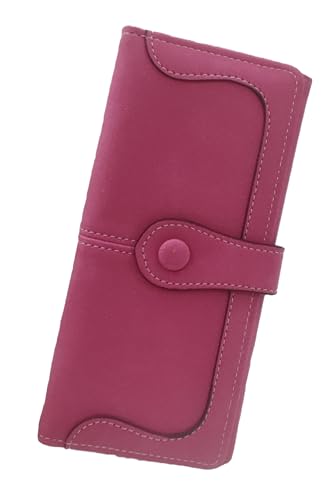 SUVERCH Faltbare kleine Geldbörse aus PU-Leder, RFID-blockierend, schmal, dünn, kompakt, Kreditkarte, Damengeldbörse mit Ausweisfenster, Langes Rosarot SUVERCH Faltbare kleine Geldbörse aus PU-Leder, RFID-blockierend, schmal, dünn, kompakt, Kreditkarte, Damengeldbörse mit Ausweisfenster, Langes Rosarot von SUVERCH
