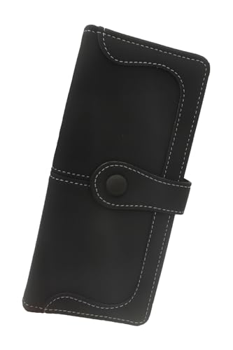 SUVERCH Faltbare kleine Geldbörse aus PU-Leder, RFID-blockierend, schmal, dünn, kompakt, Kreditkarte, Damengeldbörse mit Ausweisfenster, langschwarz SUVERCH Faltbare kleine Geldbörse aus PU-Leder, RFID-blockierend, schmal, dünn, kompakt, Kreditkarte, Damengeldbörse mit Ausweisfenster, langschwarz von SUVERCH