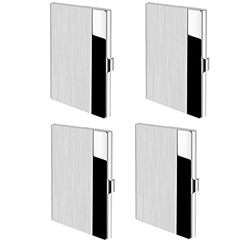 Visitenkartenetui mit 4 Kartenfächern aus Edelstahl, für Ausweise, Kreditkarten, silber von SUVIA