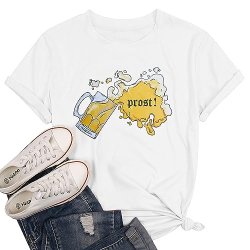 Bier Tshirt Damen Oktoberfest Damen Prost T-Shirt Kurzarm Shirts von SUWATOIN