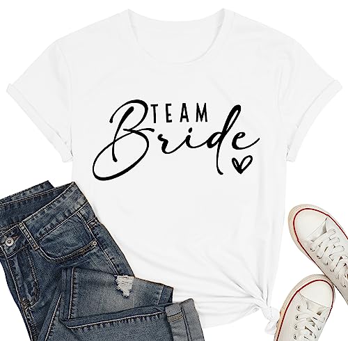 Junggesellenabschied Frauen T-Shirt Team Bride Tshirt JGA Braut Shirts Brautjungfer Single-Party T-Shirts von SUWATOIN