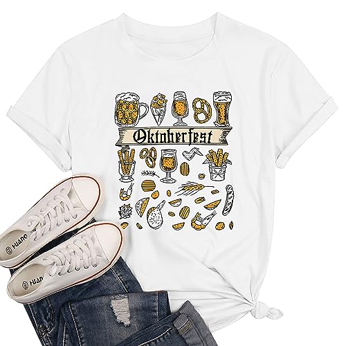 Oktoberfest T Shirt Damen Bier Tshirt Kurzarm Outfit Bierliebhaber-Geschenk Tops von SUWATOIN