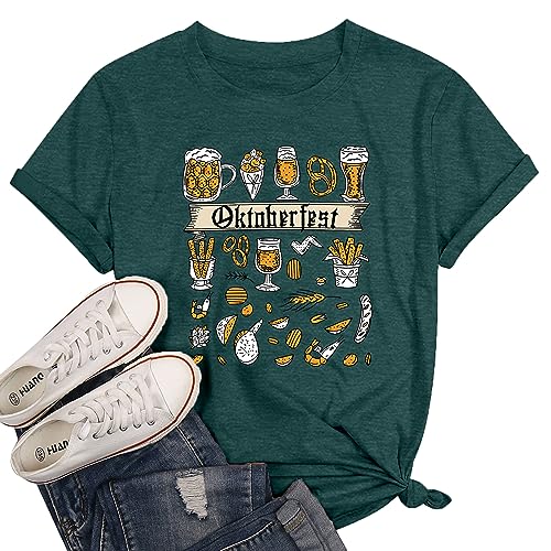 Oktoberfest T Shirt Damen Bier Tshirt Kurzarm Outfit Bierliebhaber-Geschenk Tops von SUWATOIN