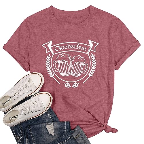 Oktoberfest T Shirt Damen Bier Tshirt Kurzarm Outfit Bierliebhaber-Geschenk Tops von SUWATOIN