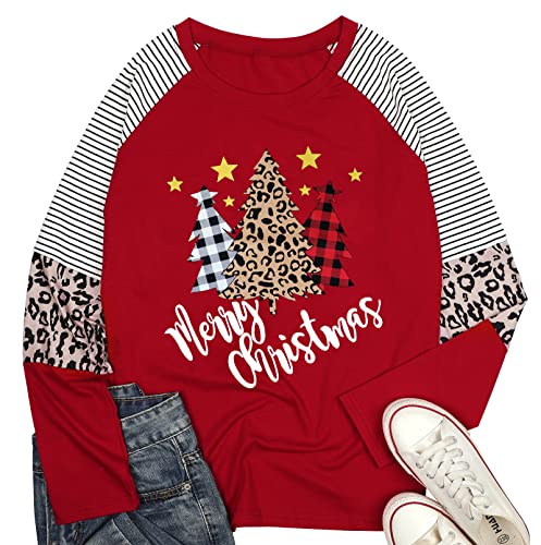 SUWATOIN Große Größen Weihnachts Langarmshirt Damen Weihnachten Tshirt Langarm Rundhals Weihnachts Oberteile von SUWATOIN