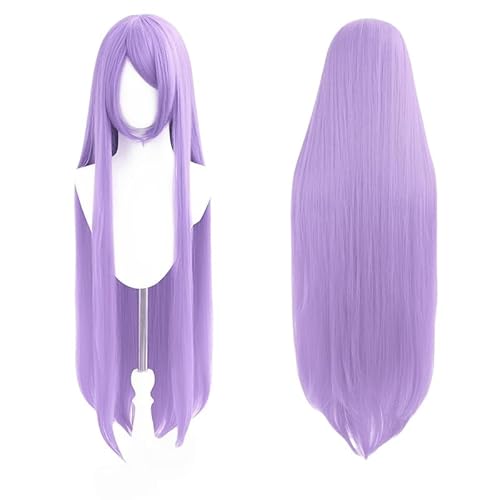 SUXUMHAO 100 cm lange gerade Anime-Kostüm-Cosplay-Perücke, Party-Perücke, Hellviolett von SUXUMHAO