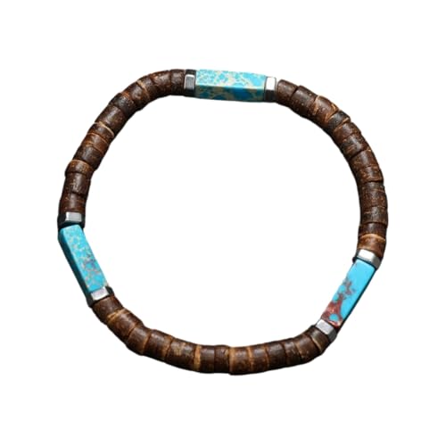 SUXUMHAO Handgefertigtes Kokosnussschalen-Perlenarmband zum Stapeln, handgefertigtes geflochtenes gewebtes verstellbares Armband für Damen und Herren - K von SUXUMHAO