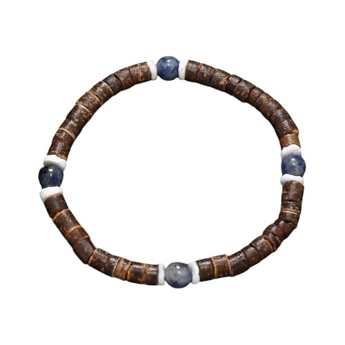 SUXUMHAO Handgefertigtes Kokosnussschalen-Perlenarmband zum Stapeln, handgefertigtes geflochtenes gewebtes verstellbares Armband für Damen und Herren von SUXUMHAO