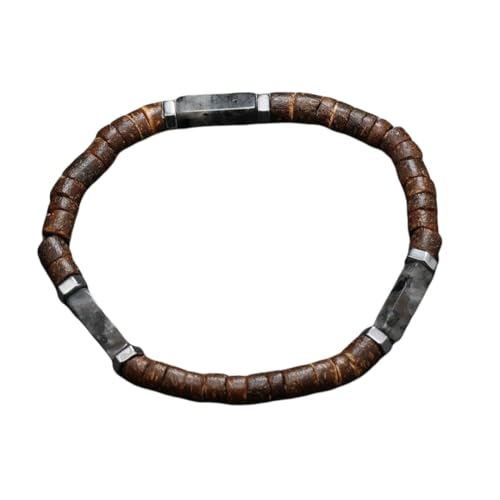 SUXUMHAO Handgefertigtes Kokosnussschalen-Perlenarmband zum Stapeln, handgefertigtes geflochtenes gewebtes verstellbares Armband für Damen und Herren von SUXUMHAO