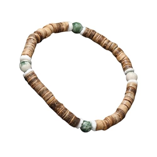 SUXUMHAO Handgefertigtes Kokosnussschalen-Perlenarmband zum Stapeln, handgefertigtes geflochtenes gewebtes verstellbares Armband für Damen und Herren von SUXUMHAO
