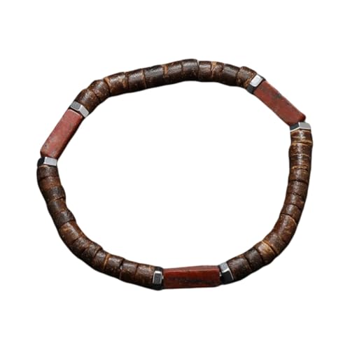SUXUMHAO Handgefertigtes Kokosnussschalen-Perlenarmband zum Stapeln, handgefertigtes geflochtenes gewebtes verstellbares Armband für Damen und Herren von SUXUMHAO
