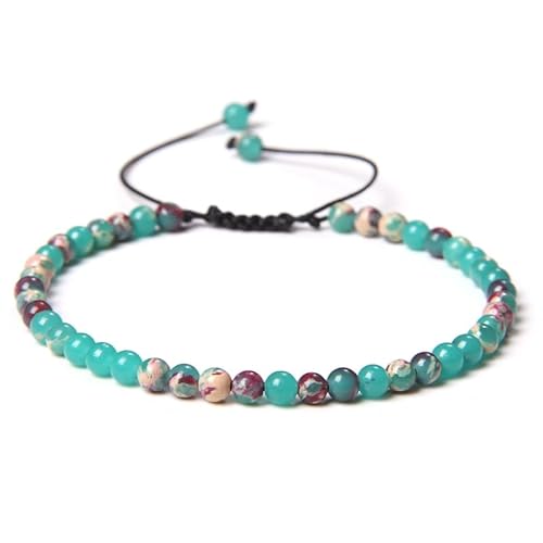 SUXUMHAO Handgefertigtes Perlenarmband, geeignet für Männer und Frauen, 4 mm feines Perlenarmband, gewebt mit verstellbaren Natursteinperlen, handgefertigtes Armband (gemischte Farbe C) von SUXUMHAO