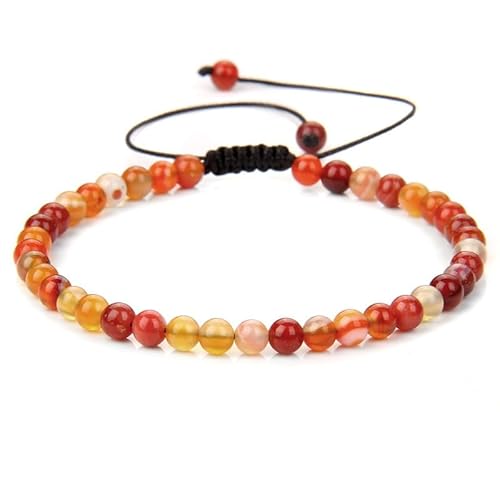 SUXUMHAO Handgefertigtes Perlenarmband, geeignet für Männer und Frauen, 4 mm feines Perlenarmband, gewebt mit verstellbaren Natursteinperlen, handgefertigtes Armband (gemischte Farben H) von SUXUMHAO