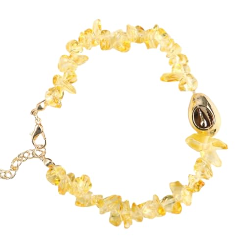 SUXUMHAO Handgefertigtes Perlenarmband, geeignet für Männer und Frauen, Naturstein Conch Shell Gold Armband, Ocean Style Handgefertigtes Steinarmband Verstellbar (Gelb) von SUXUMHAO