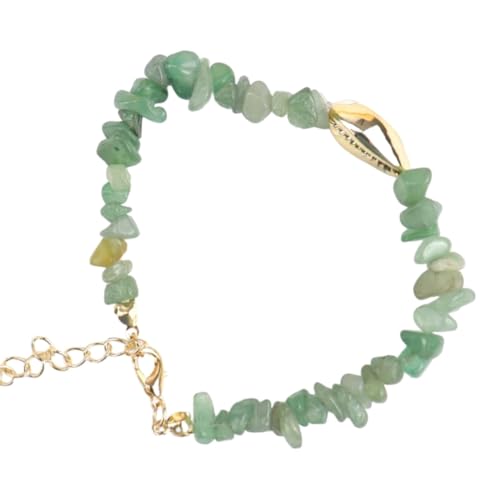 SUXUMHAO Handgefertigtes Perlenarmband, geeignet für Männer und Frauen, Naturstein Conch Shell Gold Armband, Ocean Style Handgefertigtes Steinarmband Verstellbar (Grün) von SUXUMHAO
