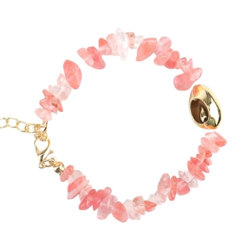 SUXUMHAO Handgefertigtes Perlenarmband, geeignet für Männer und Frauen, Naturstein Conch Shell Gold Armband, Ocean Style Handgefertigtes Steinarmband Verstellbar (Rosa) von SUXUMHAO