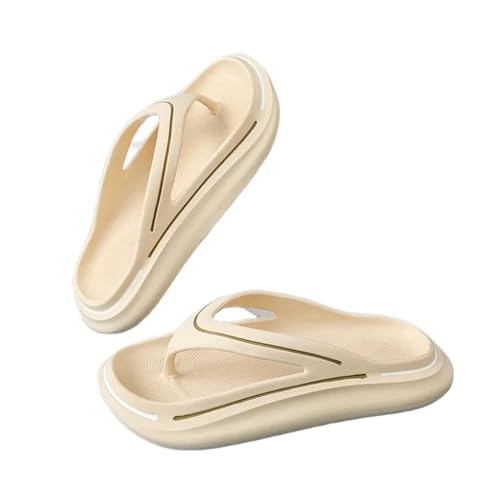 SUYHKO Hausschuhe Damen Dicke Sohle Frauen Tanga Plattform Flip Flops Sommerschuhe Schaumkissen Rutschen Schleife Im Freien Strandsandalen Im Freien-beige-36-37 von SUYHKO