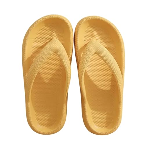 SUYHKO Hausschuhe Damen Frauen Flip Flops Sommer Beach Nicht-schlupf-wolken-pantoffeln Frauen Folien-gelb-36-37 von SUYHKO