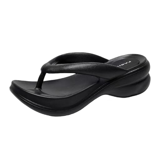 SUYHKO Hausschuhe Damen Frauen Sommerclipplattform Sandalen Frau Nicht-schlupfstrand-slipper Mädchen Im Freien Rutschen-schwarz-35 von SUYHKO