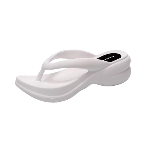 SUYHKO Hausschuhe Damen Frauen Sommerclipplattform Sandalen Frau Nicht-schlupfstrand-slipper Mädchen Im Freien Rutschen-weiß-36 von SUYHKO