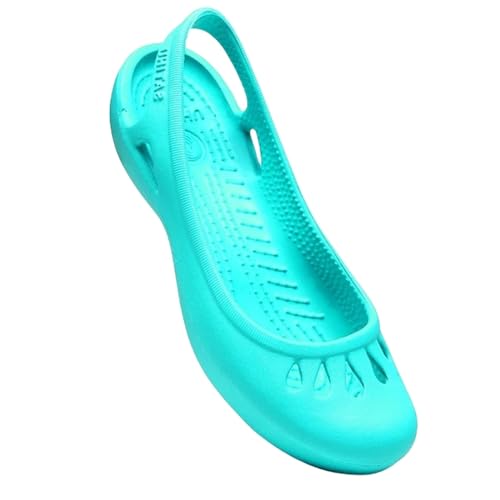 SUYHKO Hausschuhe Damen Sommer Leichtes Anti -slip -loch -schuhe Frauen Flache Boden Sandalen Krankenschwester Outdoor Beach Schuh-blau Grün-w7-235 Mm von SUYHKO