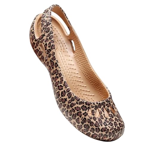 SUYHKO Hausschuhe Damen Sommer Leichtes Anti -slip -loch -schuhe Frauen Flache Boden Sandalen Krankenschwester Outdoor Beach Schuh-g Leopard-w8-240 Mm von SUYHKO