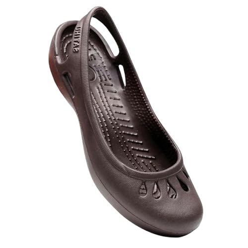 SUYHKO Hausschuhe Damen Sommer Leichtes Anti -slip -loch -schuhe Frauen Flache Boden Sandalen Krankenschwester Outdoor Beach Schuh-kaffee-w5-225 Mm von SUYHKO