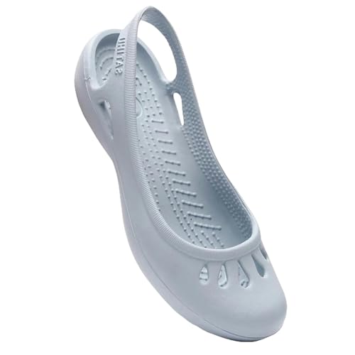 SUYHKO Hausschuhe Damen Sommer Leichtes Anti -slip -loch -schuhe Frauen Flache Boden Sandalen Krankenschwester Outdoor Beach Schuh-s Blau-w5-225 Mm von SUYHKO