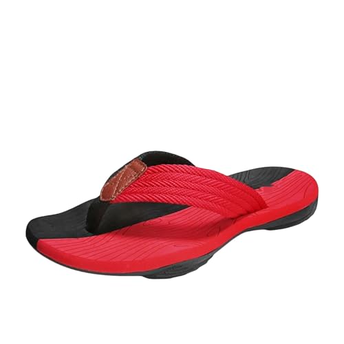 SUYHKO Sommerhausschuhe Schuhe Männer Flip Flops Modemenschen Sandalen Outdoor Weiche Sommerschuhe-Schwarz Rot-10 von SUYHKO