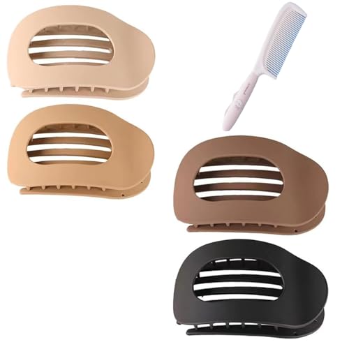 Entenschnabel Haarspange, Einfache Elegante Benglatt Haarspange, Matte Große Rutschfest Flat Duckbill Hair Clips, Ebogenes Design, Flach Sicherer Halt Innenzähne Haar Krallen von SUYOPPM