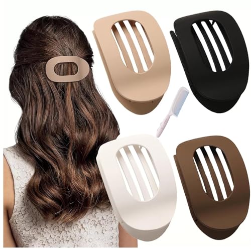 Entenschnabel Haarspange, Einfache Elegante Benglatt Haarspange, Matte Große Rutschfest Flat Duckbill Hair Clips, Ebogenes Design, Flach Sicherer Halt Innenzähne Haar Krallen von SUYOPPM