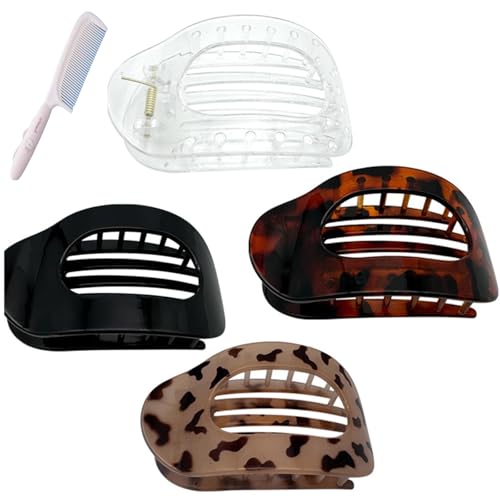 Entenschnabel Haarspange, Einfache Elegante Benglatt Haarspange, Matte Große Rutschfest Flat Duckbill Hair Clips, Ebogenes Design, Flach Sicherer Halt Innenzähne Haar Krallen von SUYOPPM