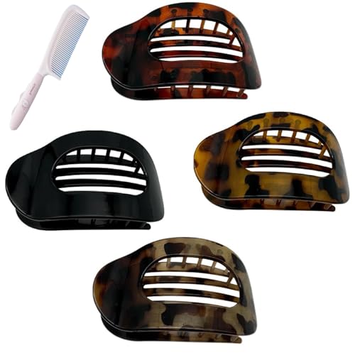 Entenschnabel Haarspange, Einfache Elegante Benglatt Haarspange, Matte Große Rutschfest Flat Duckbill Hair Clips, Ebogenes Design, Flach Sicherer Halt Innenzähne Haar Krallen von SUYOPPM