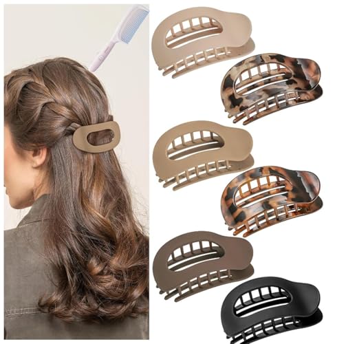 Entenschnabel Haarspange, Einfache Elegante Benglatt Haarspange, Matte Große Rutschfest Flat Duckbill Hair Clips, Ebogenes Design, Flach Sicherer Halt Innenzähne Haar Krallen von SUYOPPM