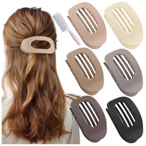 Entenschnabel Haarspange, Einfache Elegante Benglatt Haarspange, Matte Große Rutschfest Flat Duckbill Hair Clips, Ebogenes Design, Flach Sicherer Halt Innenzähne Haar Krallen von SUYOPPM